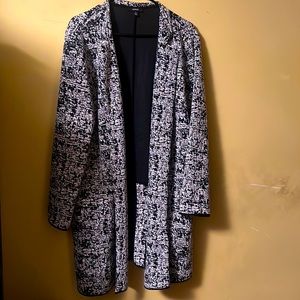 Alfani pattern, black and white cardigan sweater open front with pockets